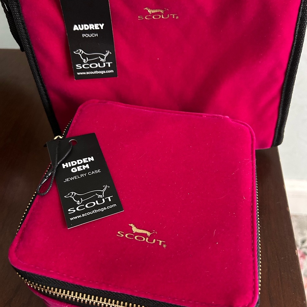 Scout Quilted Gold Interior Jewelry Case and Pouch (2 piece set)